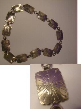 Stamped "Fiesta" Adjustable Silver Concho Belt (Small, Good Condition, Vintage) 